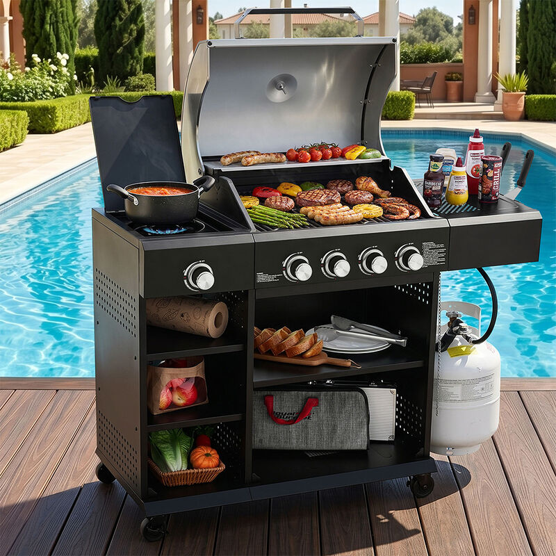 Royal Gourmet OK4003T 4-Burner Gas Grill w/Side Burner & Knife Rack image number 11