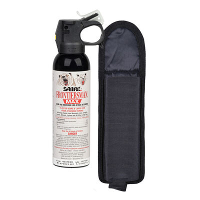 SABRE Frontiersman Max Bear Spray and Mountain Lion Spray with Belt Holster, 7.9 oz.