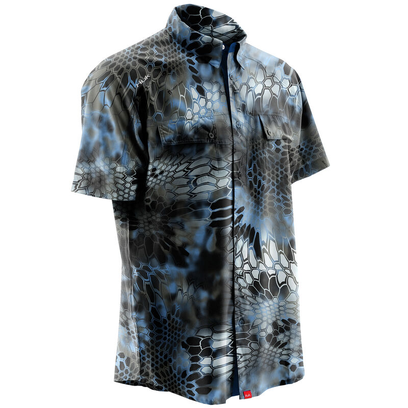 Huk Men's Next Level Kyrptek Short-Sleeve Woven Shirt image number 1