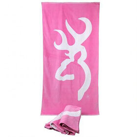 Browning Buckmark Beach Towel, Pink with White Logo