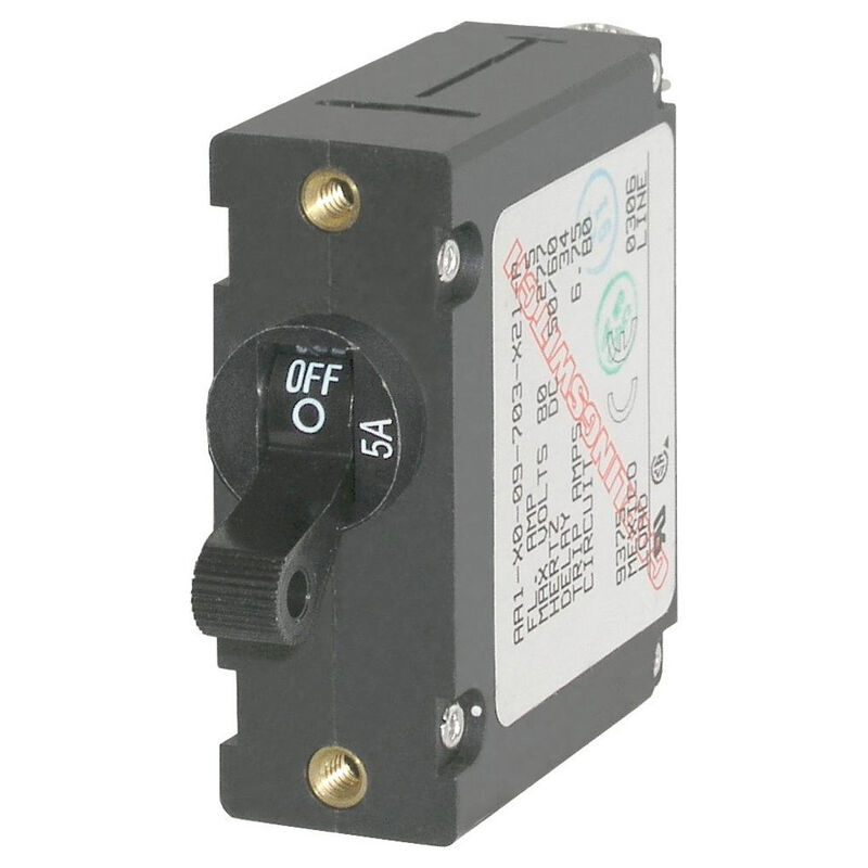 Blue Sea Circuit Breaker A-Series Toggle Switch, Single Pole, 5A, Black image number 1