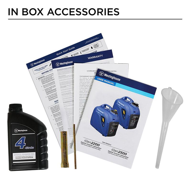 Westinghouse iGen2200 Portable Inverter Generator, 1800 Running Watts/2200 Peak Watts, Gas Powered image number 10