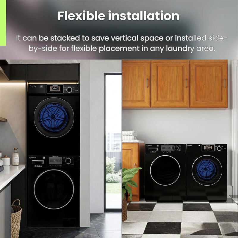 Equator Stackable EW 826 Washer + ED 866 DL Dryer Set in Black image number 3