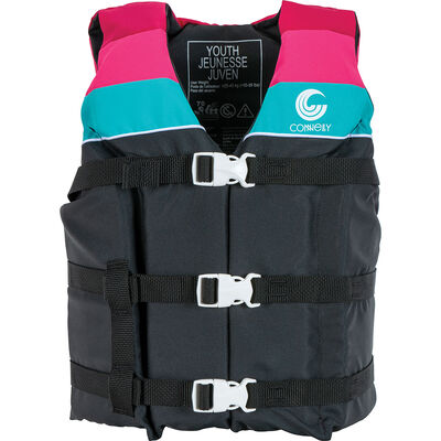 Connelly Youth Retro Nylon Life Vest, Black/Pink