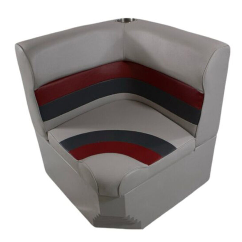 Horizon Manufacturing Premium Series Pontoon Radius Corner Cushion Set w/ Base - Gray/Red/Charcoal