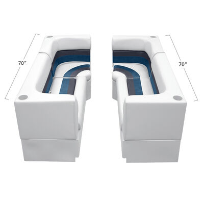 Deluxe Pontoon Furniture w/Toe Kick Base - Party Pit Package, White/Navy/Blue