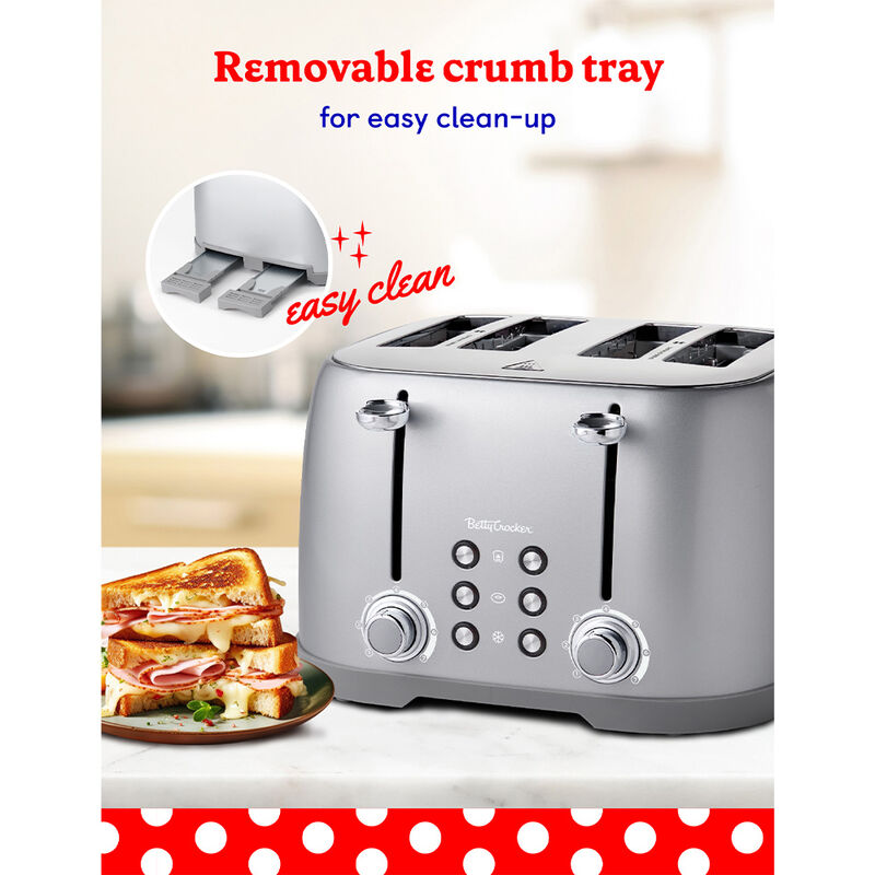 Betty Crocker 4-Slice Toaster, Silver image number 5