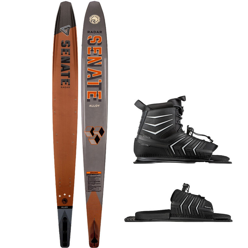 Radar Senate Alloy Slalom Waterski with Vector Binding and Adjustable Rear Toe Plate