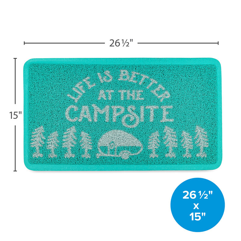 Camco "Life Is Better At The Campsite" Scrub Rug, Teal image number 4