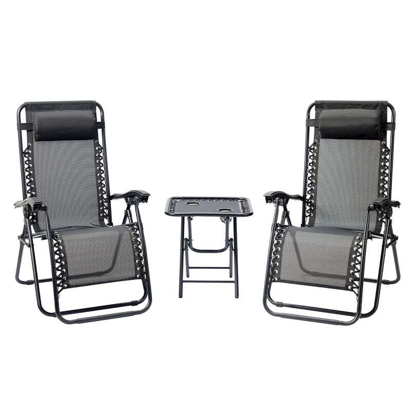 Venture Forward Zero Gravity Reclining Lounge Chair Set with Folding Table image number 1