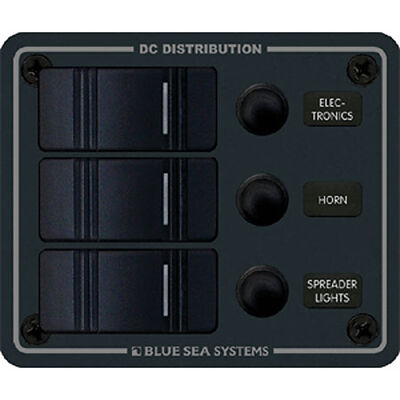 Blue Sea Water-Resistant Contura Circuit Breaker Panel, Model 8374