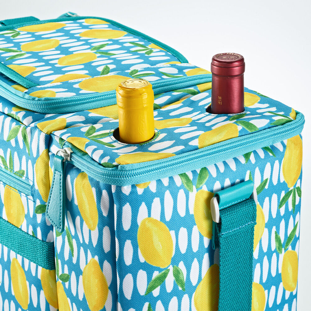 Fit & Fresh Lemon Striped Cooler Tote - Dual Compartments