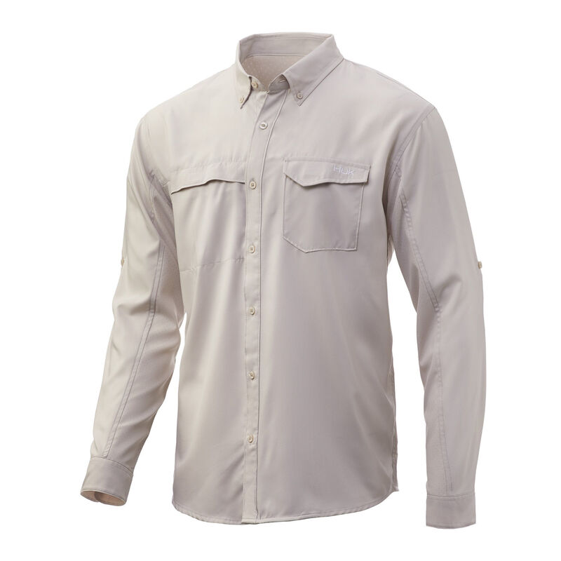 HUK Men’s Tide Point Woven Solid Long-Sleeve Shirt image number 9