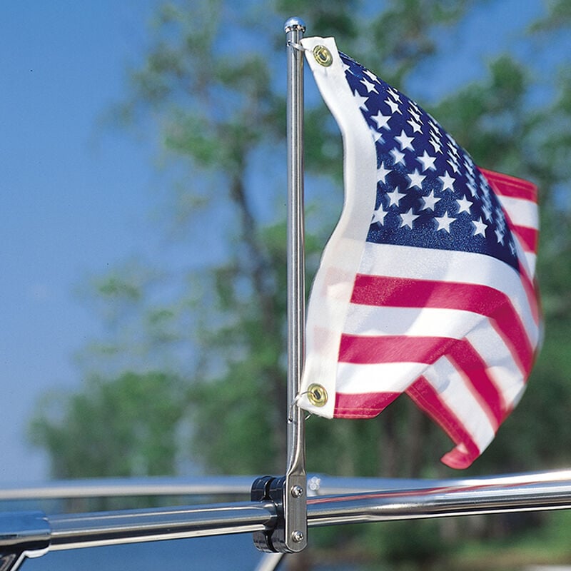 15" Stainless Steel Flag Pole with Rail Mount image number 1