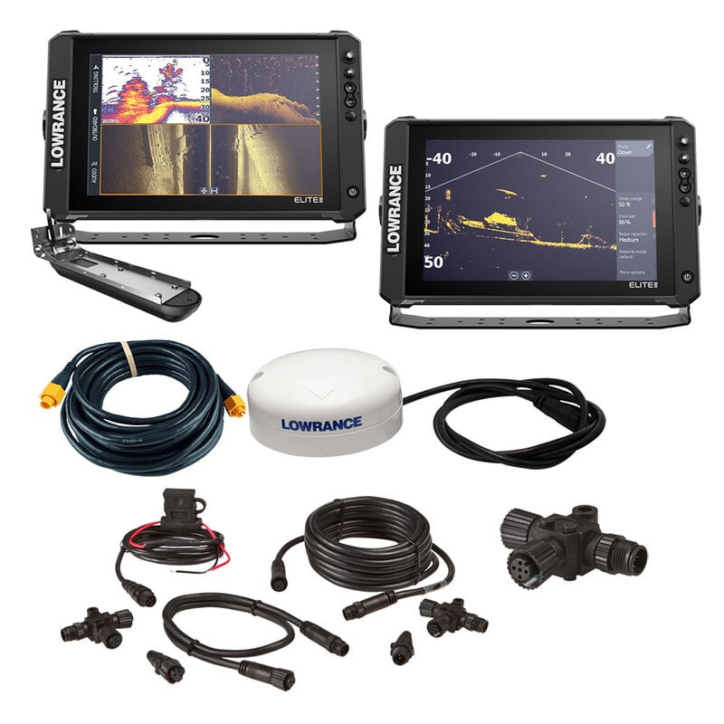Lowrance Elite FS 12 BOAT in A BOX with Active Imaging 3-in-1 - 2 Displays, TD, GPS Antenna, Starter Kit, 25' Ethernet Cable