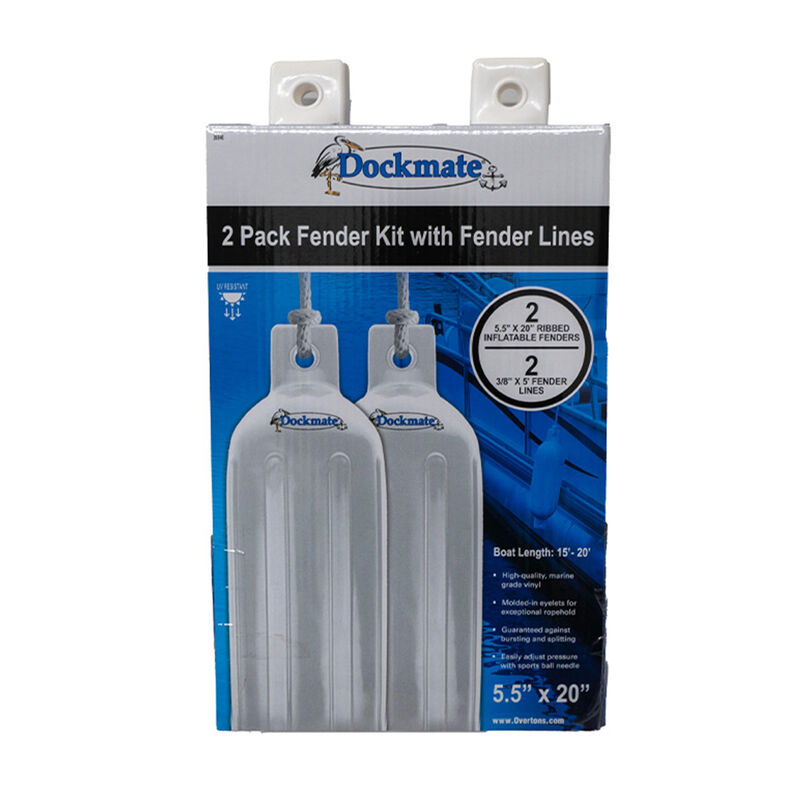 Dockmate UV Protected 5.5" x 20" Tuff Shield Fender 2-Pack w/ Lines - White image number 4