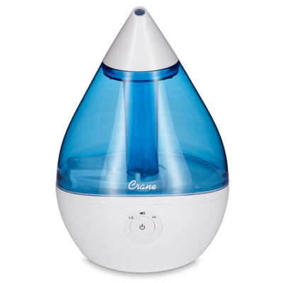 Crane Droplet Ultrasonic Cool Mist Humidifier, Blue and White