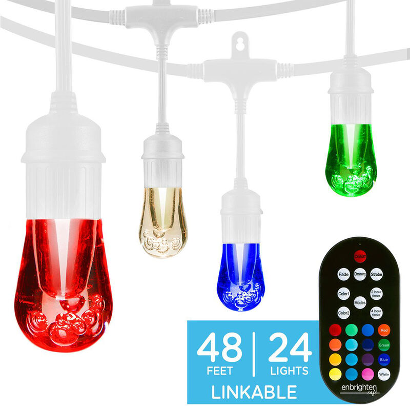 Enbrighten Vintage Seasons LED Color-Changing Cafe String Lights, White, 48' image number 3