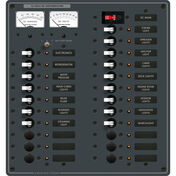 Blue Sea 12V DC Main + 22 Position Circuit Breaker Panel w/Analog Meters