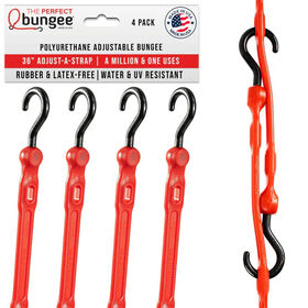 The Perfect Bungee 36" Adjust-A-Strap Adjustable Bungee Strap, Red, 4-Pack