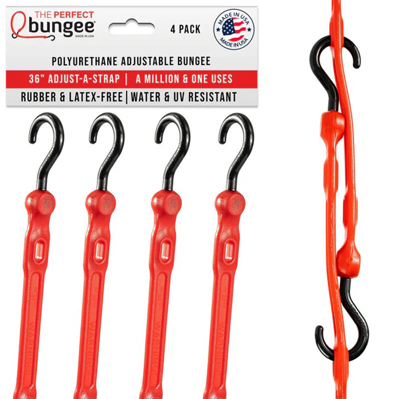 The Perfect Bungee 36" Adjust-A-Strap Adjustable Bungee Strap, Red, 4-Pack