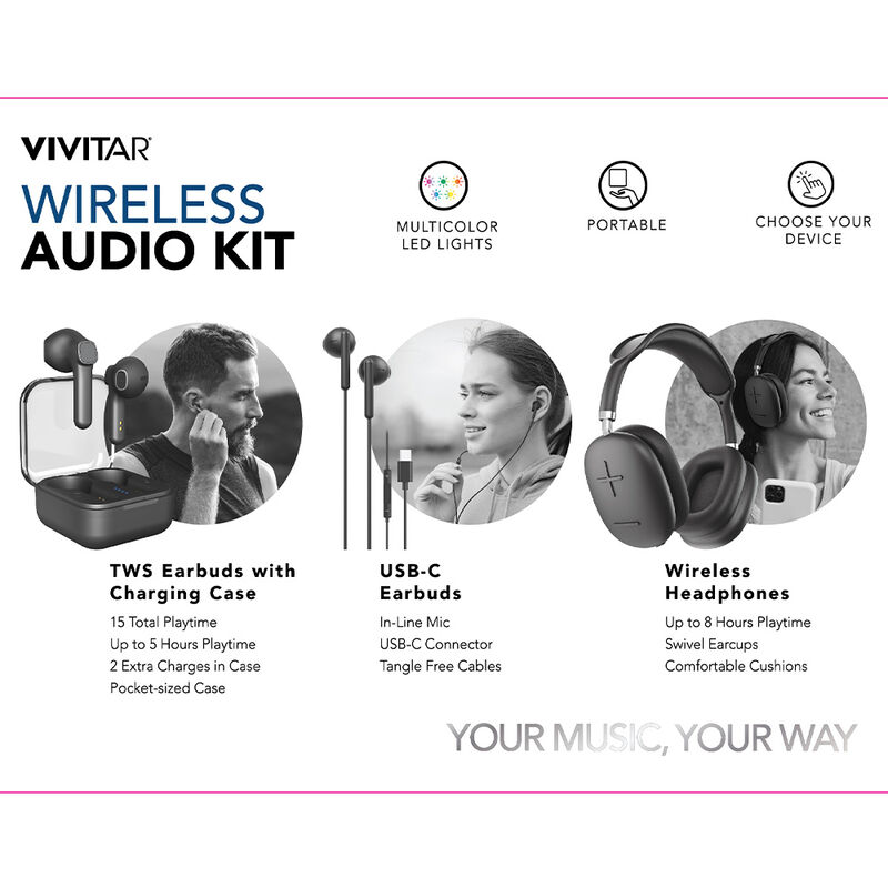 Vivitar Wireless Bluetooth Audio Kit, Black image number 2