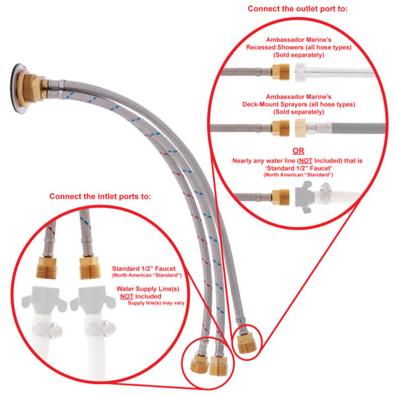 Ambassador Marine Aidack Recessed Control Valve, Chrome image number 4