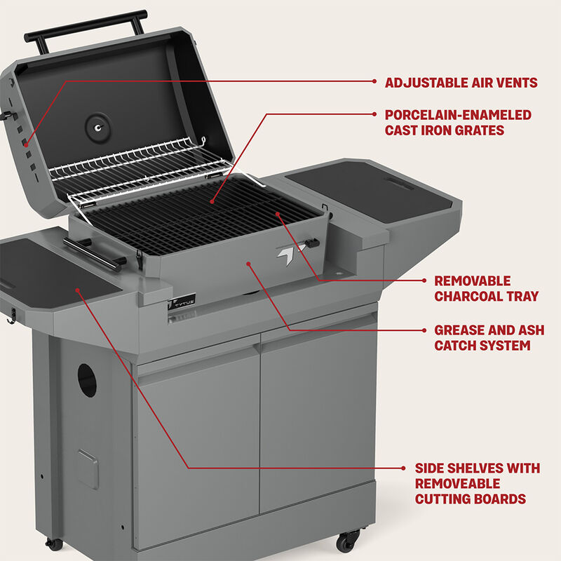 TYTUS Emberwood Charcoal Grill with Grill and Prep Cart and Cover image number 15