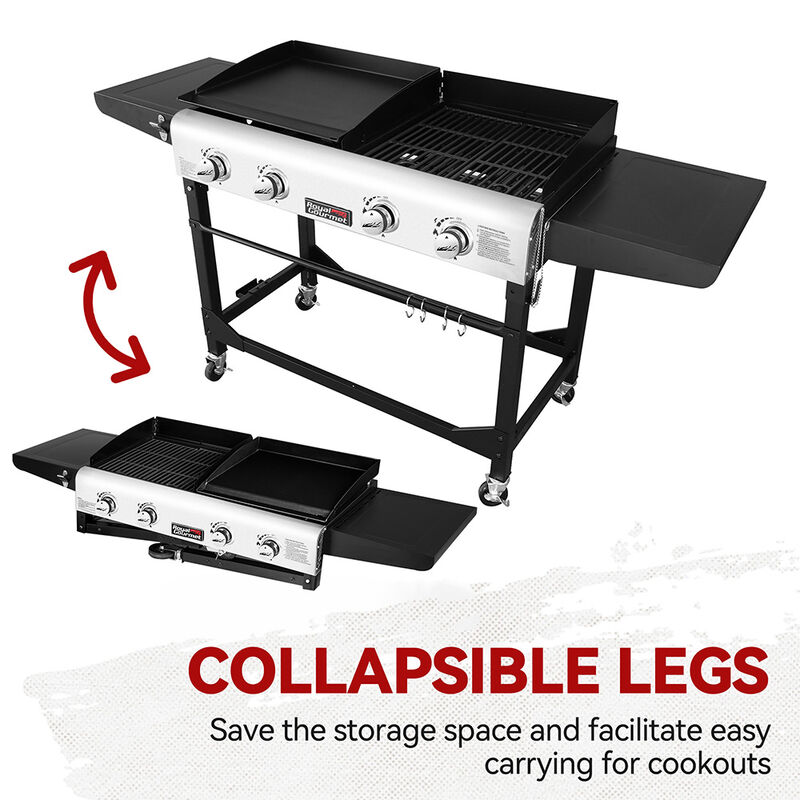 Royal Gourmet 4-Burner&nbsp;Flat Top&nbsp;Gas Grill & Griddle Combo, Folding Legs Design image number 7