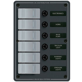 Blue Sea Water-Resistant Contura Switch Fuse Panel - 6-Position Vertical
