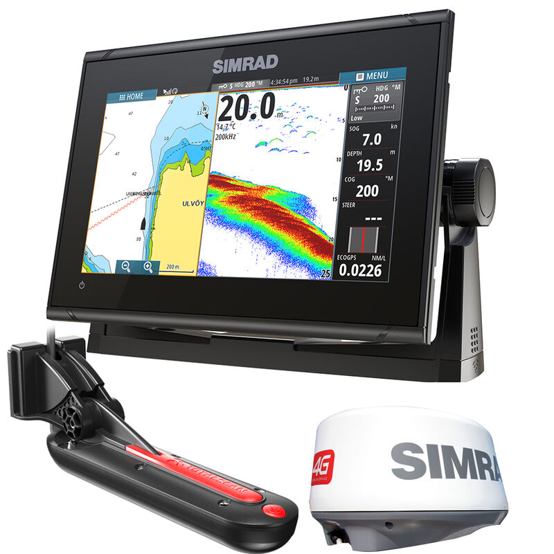 Simrad GO9 XSE Chartplotter/Fishfinder w/TotalScan Transducer & 4G Radar Bundle image number 1