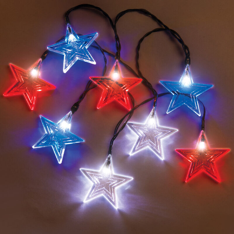 Colorways 10' Red, White, and Blue Stars LED String Light image number 2