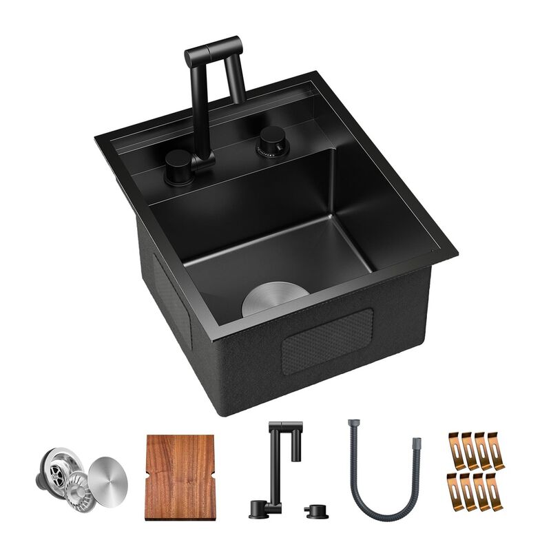 WELLFE RV 15x18x9 in. Kitchen Sink Undermount Bar Sink, 16 Gauge