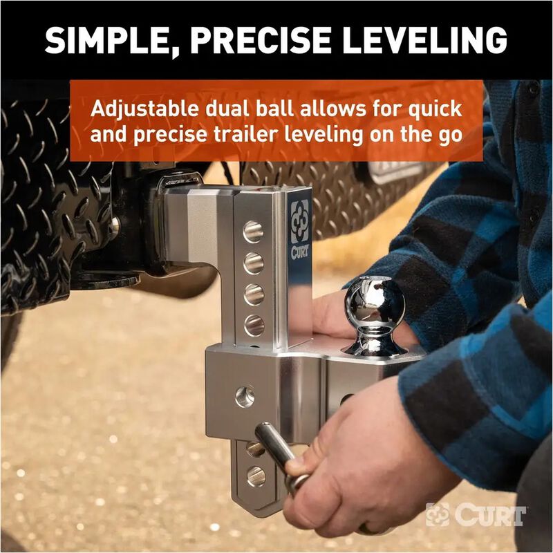 CURT AlumaLite Aluminum Hitch w/Dual Ball, 10 in Drop, 2-1/2 in Shank #45387 image number 8