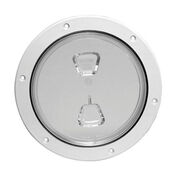 Screw-Out 6" White Deck Plate With Clear Center