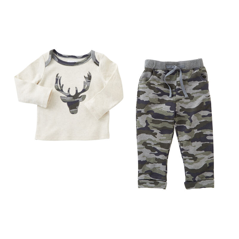 Mud Pie Infant Boys' Camo Stag Two-Piece Pant Set image number 1