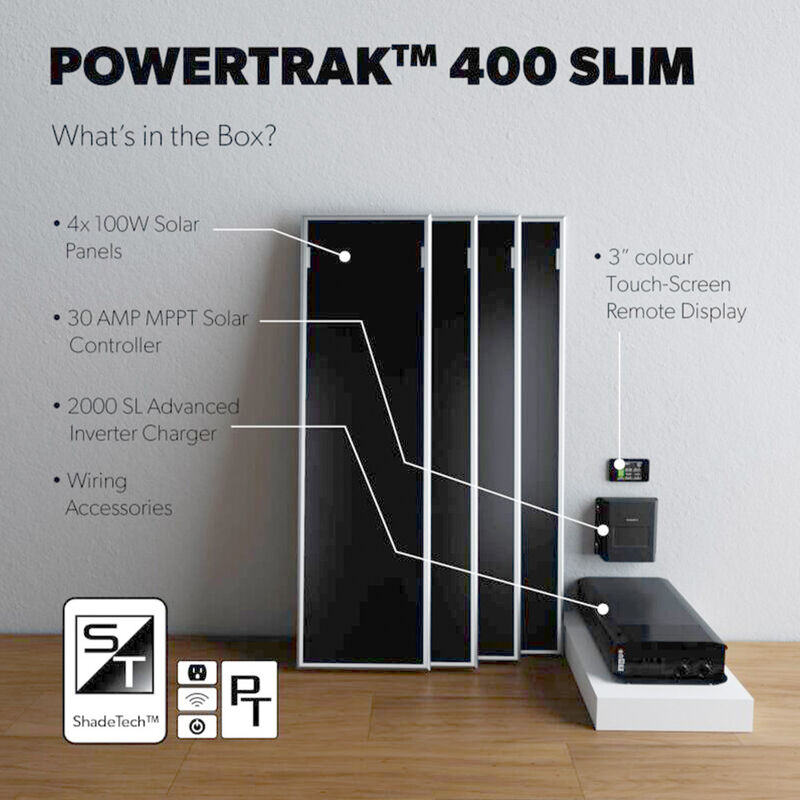 Dometic Go Power! PowerTrak Slim 400 w/400W Low Profile Solar, 30A MPPT & 2000W Inverter Charger image number 2