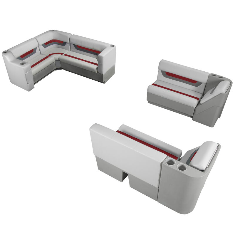 Designer Pontoon Furniture - Complete Boat Package, Sky Gray/Dark Red image number 1