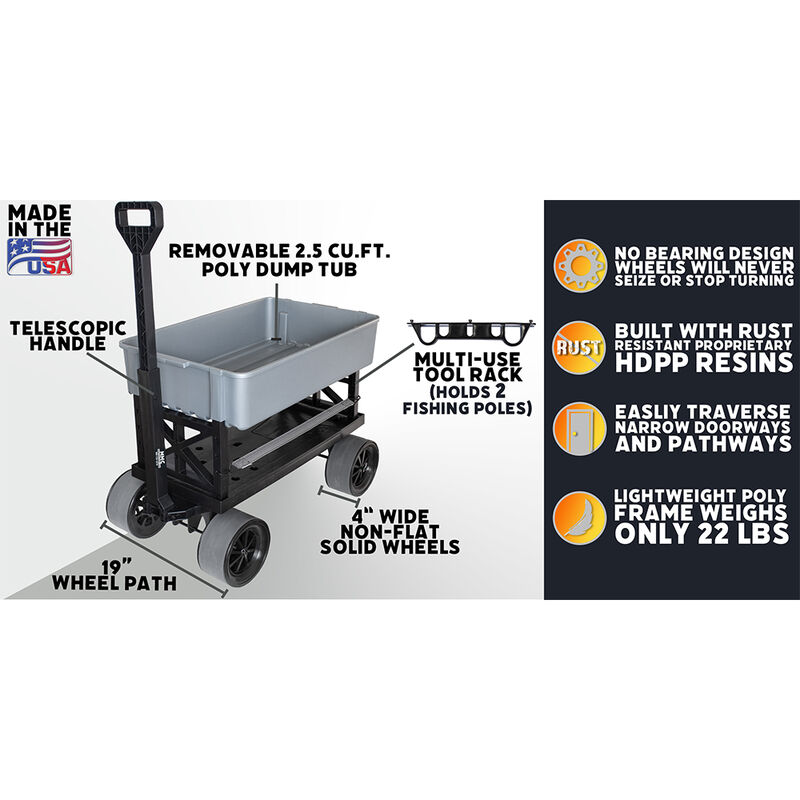 Mighty Max Cart Collapsible Utility Dolly Cart, Silver Tub image number 4