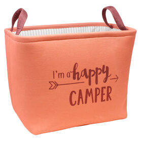 Happy Camper Rectangular Storage Bin, Coral