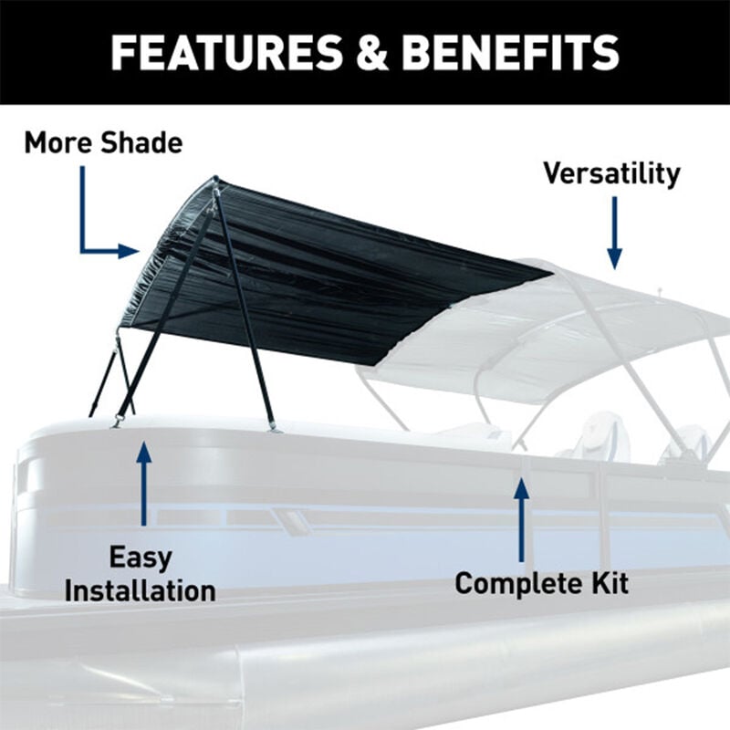 SureShade 7' Extension for Power Pontoon Bimini Top, Black Frame, Black Canvas image number 2