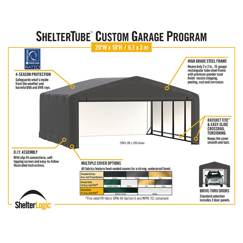 ShelterLogic ShelterTube Garage, 20'W x 32'L x 10'H image number 7