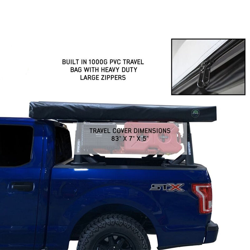 Overland Vehicle Systems Nomadic 270 LT Awning with Wall 1, 2, and Mounting Brackets, Driver Side, Dark Gray image number 6