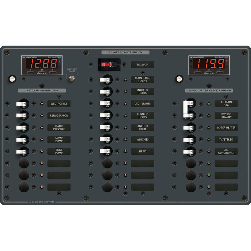 Blue Sea AC Main/DC Main Toggle Circuit Breaker Panel, Model 8408 image number 1