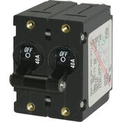 Blue Sea AC Circuit Breaker A-Series Toggle Switch, Double Pole, 40A, Black
