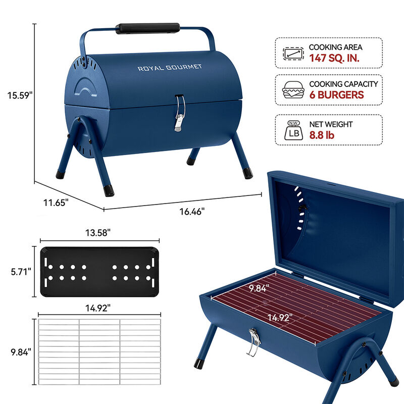 The Royal Gourmet CC1015B 2 Burn Portable Charcoal Grill  image number 9