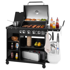 Royal Gourmet OK4002T 4 Burner Gas Grill with Side Burner and Storage Shelves