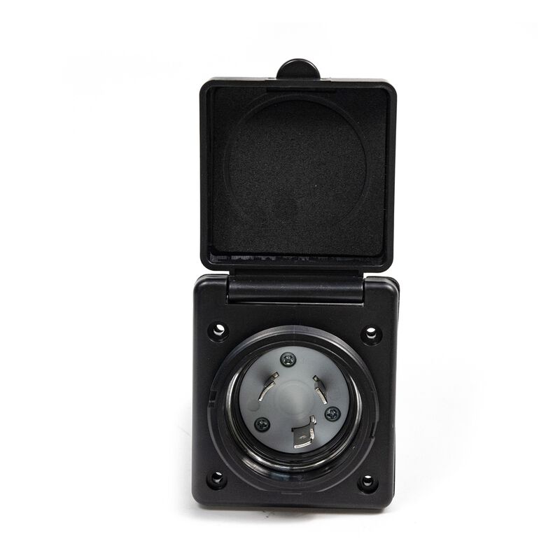  Electric World 30A Black RV Inlet w/Stainless Steel Cover image number 2