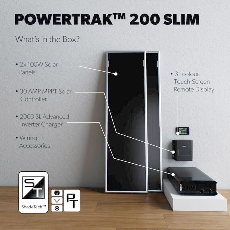 Dometic Go Power! PowerTrak Slim 200 w/200W Low Profile Solar, 30A MPPT & 2000W Inverter Charger image number 2
