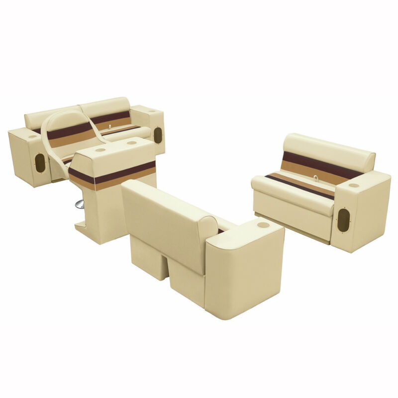 Deluxe Pontoon Furniture w/Toe Kick Base, Complete Boat Package, Sand/Chestnut/G image number 1